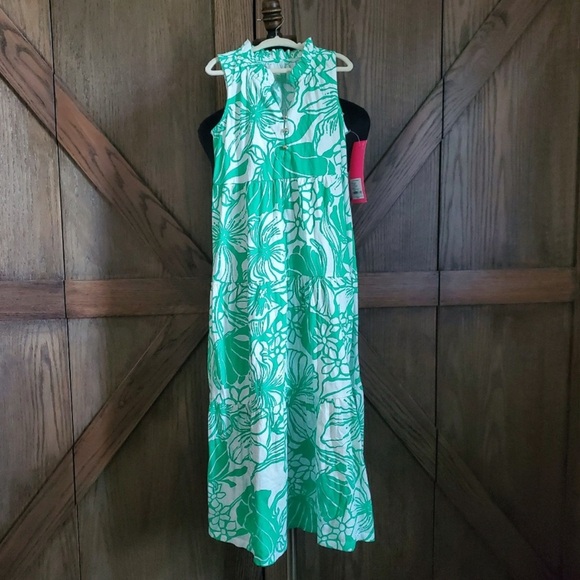 NWT! Lilly Pulitzer Girls Mini Malone Maxi Dress Spearmint Kiss My Tulips - Picture 4 of 5